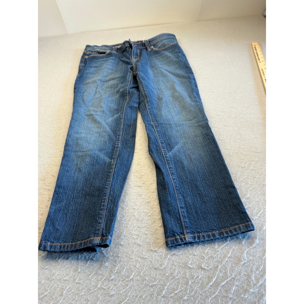 Banana Republic Jeans Straight Leg Medium Wash Distressed Denim Blue Womens 8